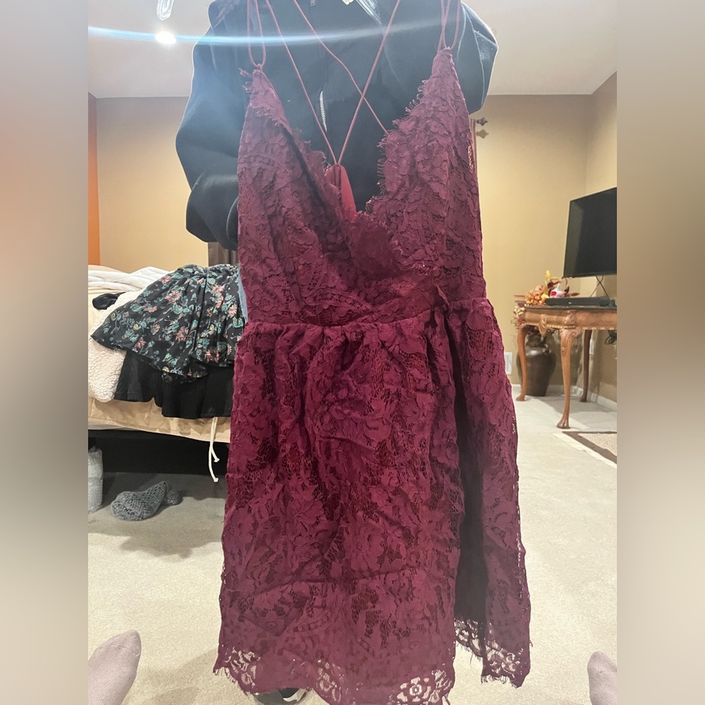 maroon lace dress